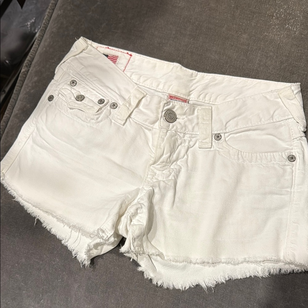 True religion Women's White Denim Shorts
